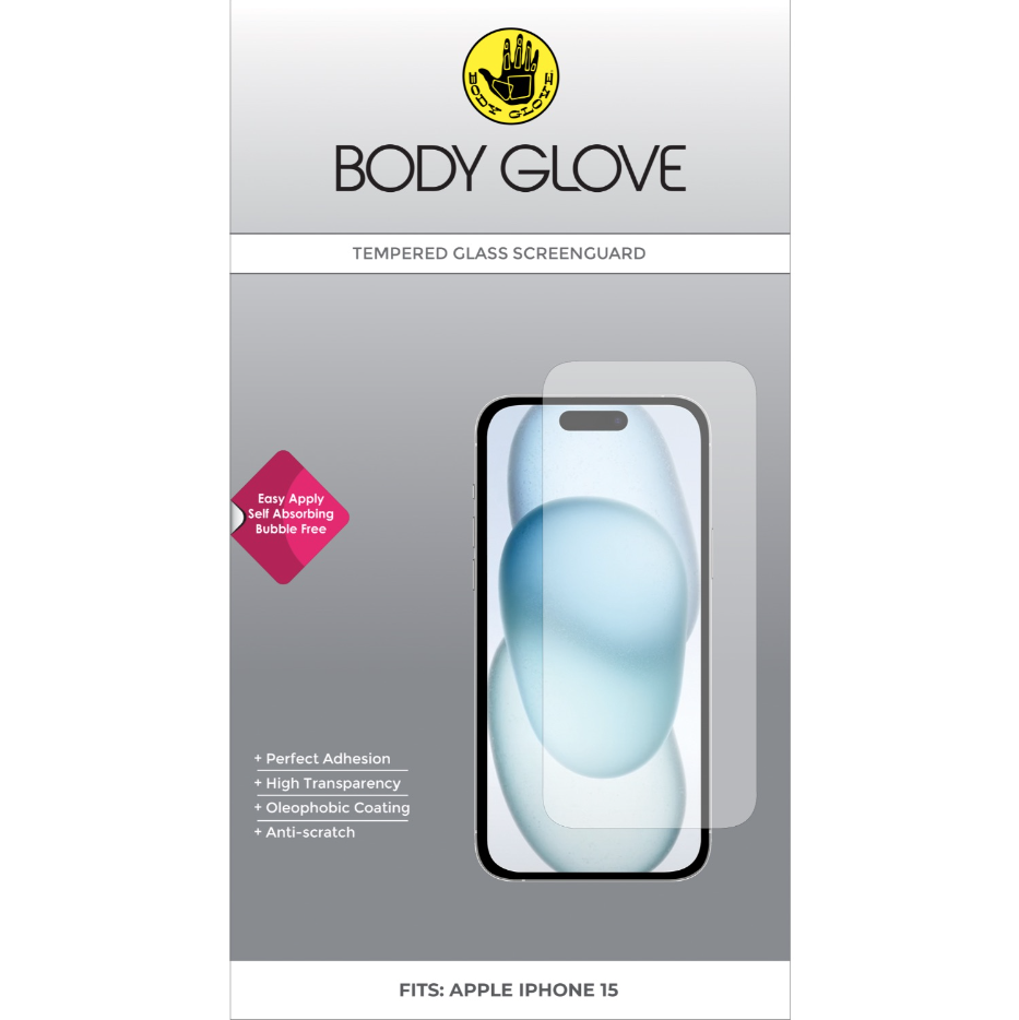 Body Glove Apple iPhone 15 Tempered Glass ScreenGuard 1 Body Glove Apple iPhone 15 Tempered Glass ScreenGuard