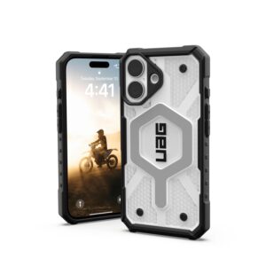 UAG Pathfinder iPhone 16 Clear Magsafe Case Ice & Silver